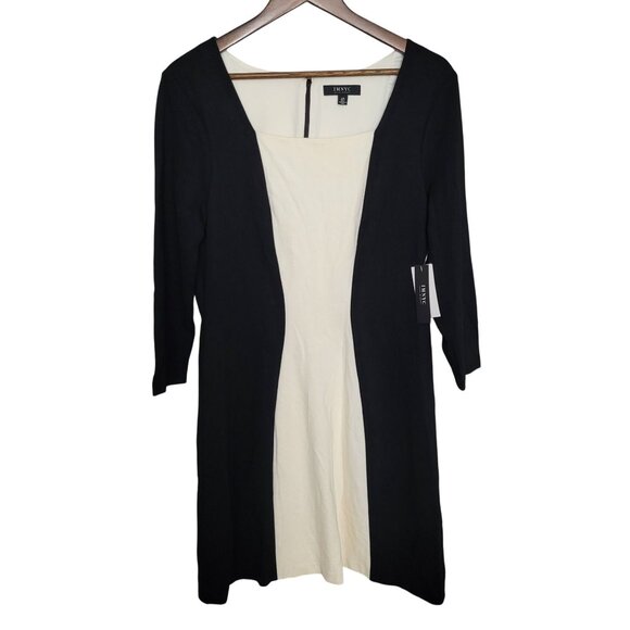 Isaac Mizrahi Dresses & Skirts - IMNYC Isaac Mizrahi Colorblock Dress Womens Size L Black & White 3/4 Sleeve NWT